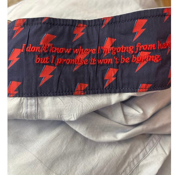 SEC 119 David Bowie Blue Casual Button Up Mens XL Embroidered Cuff Lightening - Picture 6 of 14